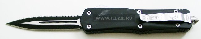 Нож автоматический Microtech Combat Troodon A174 (spear-point serrated, black) реплика